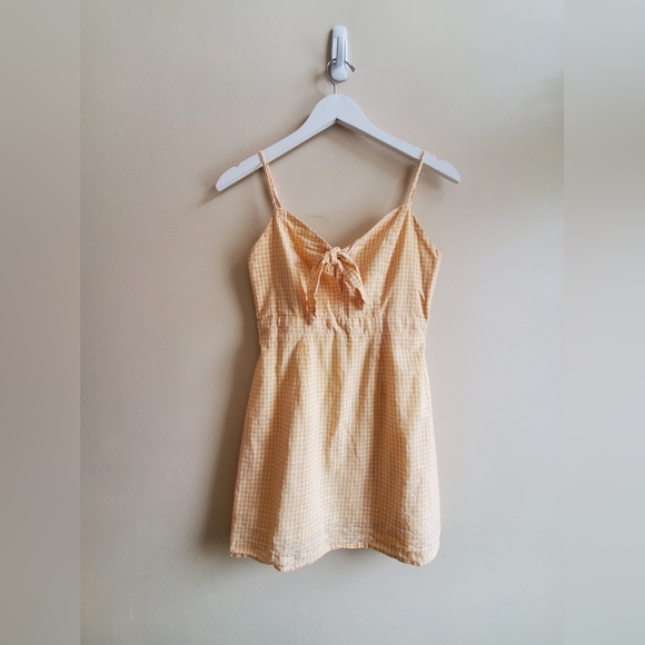 Lulus Yellow and White Gingham Mini Dress XSmall - Picture 2 of 8